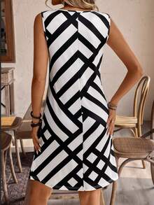SHEIN LUNE Women Summer Casual Color Blocking Striped Sleeveless Dress - Multicolor - View 2