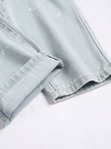 Quần Jeans Ống côn In Hình Ngôi Sao Giặt Thường Ngày Cho Nam - Rửa nhẹ - Xem 3