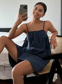 Livesso Simple Loose Strap Home Romper Pajama