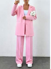 SHEIN Tall Pink Oversize Suit Sets, Tall Women - Pink - View 5