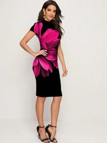 SHEIN Clasi Full-Printed Round Neck Women's Summer Dress