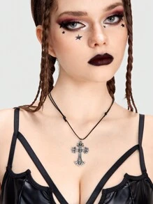 ROMWE Goth 時尚復古頭骨吊墜可調節女士項鍊 - 銀色 - 查看 2