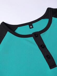 男士短袖棉T恤，採用靠襟袖設計，印花圖案，給旅行、度假、戶外運動提供舒適、多樣化的選擇，也適用於內層穿搭 - 藍色 - 查看 4