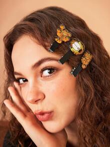 GARFIELD | SHEIN 3pcs/Set Cartoon Pattern Hair Clips - Yellow - View 1