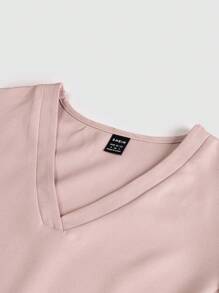 TaskEZ Áo thun cổ chữ V nhún bèo cho nữ - Áo cánh cổ chữ V nhún bèo màu hồng, Áo đồng phục y tá cổ chữ V tay ngắn cho nữ có 2 túi - Bụi hồng - Xem 8