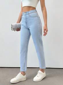 RueChic Women'S Light Blue Washed Tapered Jeans - Baby Blue - View 5