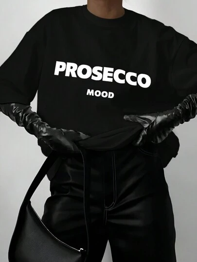 INAWLY 女士春夏休闲款休闲 T 恤，带字母印花，圆领和落肩袖图案 T 恤女式上衣