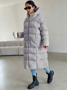 RueChic 女款連帽長袖拉鍊加厚夾克