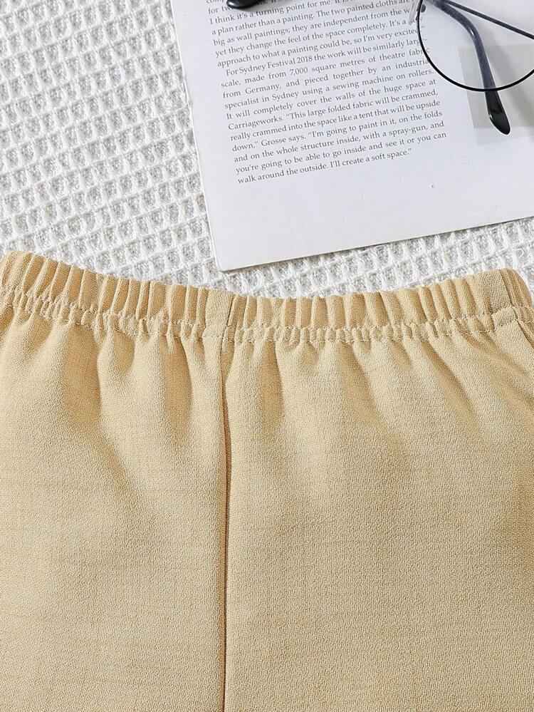 Baby Boys' Turn-Down Collar Shirt And Shorts 2pcs/Set, Summer Gentleman Outfits