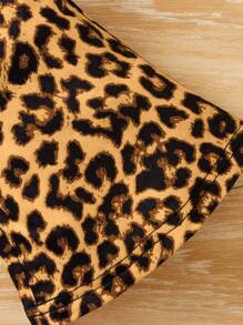 SHEIN Baby Girl Digital Printed Leopard Pattern Flared Pants - Yellow - View 3