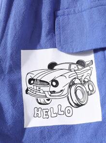 2 Stücke Baby Jungen Set mit Kurzarm T-Shirt Muster mit Autos und Shorts für den Sommer - Blau-Weiß - Übersicht 8