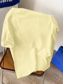 Manfinity Hypemode Camiseta casual de verano para hombre con cuello redondo, manga corta y estampado de letras de dibujos animados