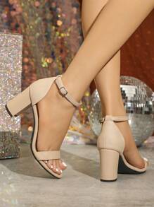 Women's Fashionable Comfy Strappy High Heel Roman Style Chunky Heel Sandals For Evening, Vacation, Party & Dance