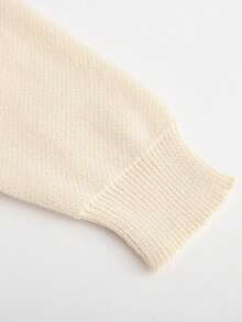 SHEIN LUNE Màu thuần Ngực đơn Áo len Mở - Màu be - Xem 3