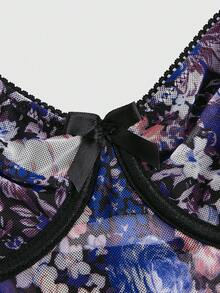 ROMWE Fairycore Fairy Floral Underwire Bra Set For Women - Multicolor - View 8