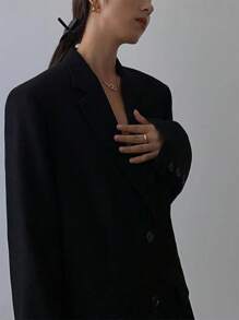 Calvaya Blazer de mujer con solapa entallada, abotonadura sencilla y manga larga