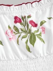 SHEIN MOD Váy ống xếp nếp chắp vá in hoa cổ điển cho mùa hè, váy Boho, váy đi biển cho phụ nữ, váy đi chơi, trang phục lễ hội, váy thường ngày, váy suông, váy ống, váy mùa hè cho phụ nữ, váy tốt nghiệp màu trắng - trắng - Xem 3