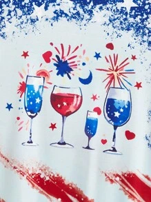 Manfinity VCAY 男式夏季Highball玻璃杯印花圓領休閒短袖T恤 - 彩色 - 查看 4