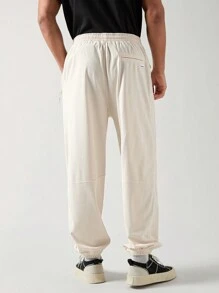 Manfinity VCAY Men's Casual Solid Color Drawstring Waist Tapered Joggers