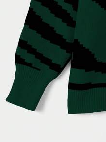 RueChic Teen Girls' Zebra Print Drop Shoulder Sweater - Green - View 3