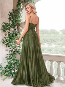 Vestido largo de fiesta con cintura alta, pliegues y espalda descubierta, vestido de gala adecuado para cócteles, bodas, banquetes, vestido de invitada de boda, vestido de noche