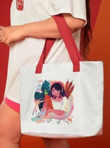 SHEIN X Sriracha by Huy Fong Foods Joyblivion Sac fourre-tout de grande capacité à la mode et portable pour femme, vacances