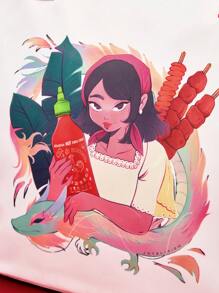 SHEIN X Sriracha by Huy Fong Foods Joyblivion Sac fourre-tout de grande capacité à la mode et portable pour femme, vacances