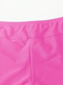 SHEIN Swim Summer Ladies' Solid Color Bikini Bottom Swimwear - Hot Pink - View 3