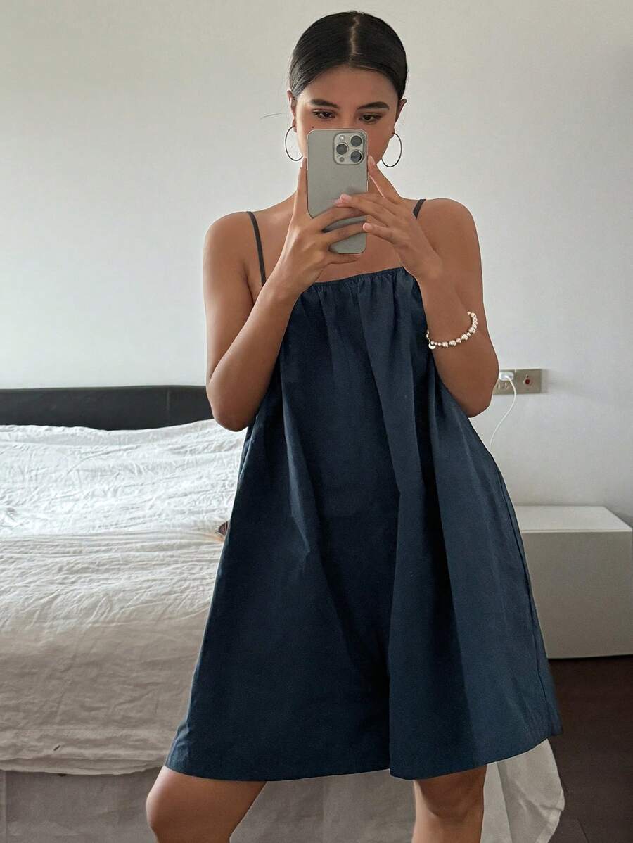 Livesso Simple Loose Strap Home Romper Pajama