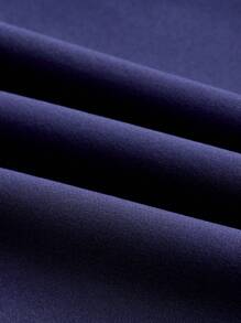 SHEIN LUNE 女款純色簡約鈕扣裝飾長褲，附帶口袋 - 藏蓝色 - 查看 4