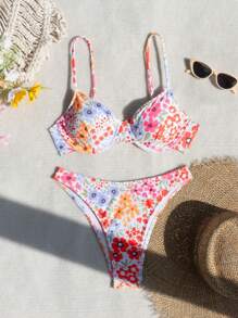 Swim Mod Women Bikini Set (Random Print),Summer Beach - Multicolor - View 6