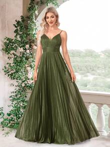 Vestido largo de fiesta con cintura alta, pliegues y espalda descubierta, vestido de gala adecuado para cócteles, bodas, banquetes, vestido de invitada de boda, vestido de noche