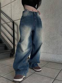 DAZY Casual Casual Fit Straight Leg Jeans With Pockets,Baggy Jeans - Blue - View 7