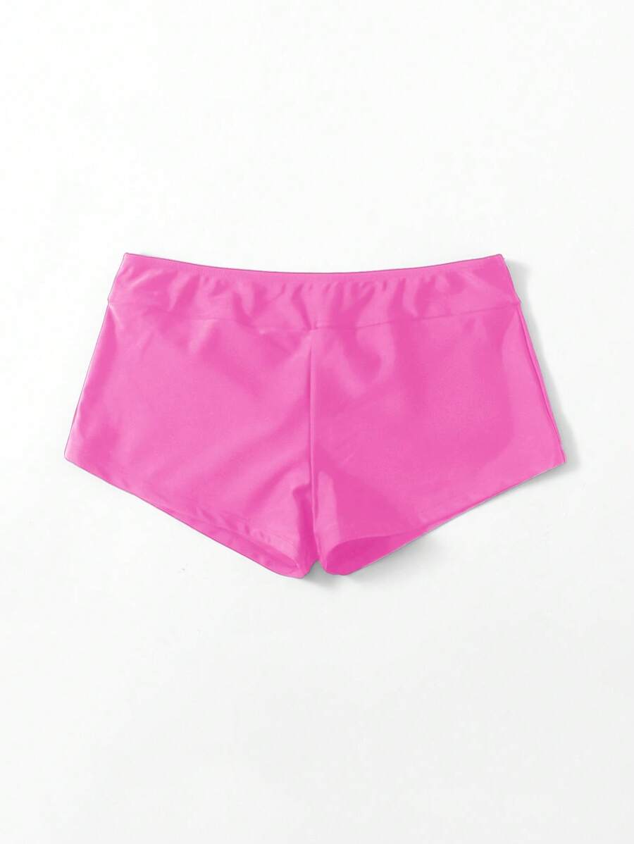 SHEIN Swim Summer Ladies' Solid Color Bikini Bottom Swimwear - Hot Pink - View 1