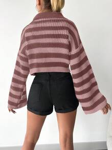 EURMUSE Cardigan cu guler mozaic în dungi