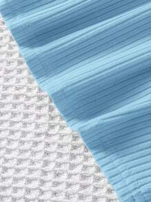 Bộ 4 chiếc áo crop top dệt kim màu trơn cho cô gái trẻ - Màu xanh lam - Xem 3