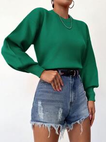 RueChic Maglione monocolore spalle cadenti - Verde - Visualizzare 4