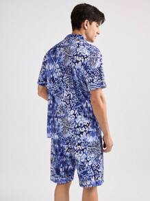 夏季家居服套裝男士全印花短袖和短褲 - 彩色 - 查看 2