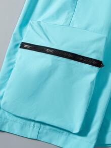 SHEIN Tricou cu desene animate Tween Boy și pantaloni scurți cu buzunare