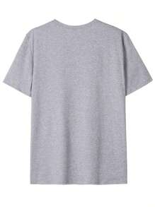 Men's Casual Letter Printed Crew Neck Short Sleeve T-Shirt, Summer - Grey - View 2