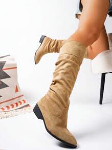 Nuevas botas altas de moda para mujeres - Caqui - Ver 2