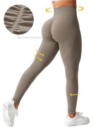 Easithlete Solid Color High Waist Slim Fit Sports Leggings