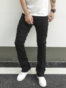 Manfinity EMRG Nam Frayed Cạnh Denim Quần jean - màu đen - Xem 3