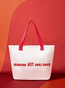 SHEIN X Sriracha by Huy Fong Foods Joyblivion Sac fourre-tout de grande capacité à la mode et portable pour femme, vacances