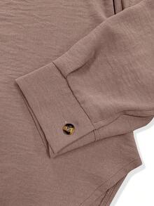 Casual Solid Color Long Sleeve Back Split Shirt