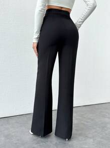 EURMUSE 小尺碼女款口袋褲、商務西裝褲 - 黑色 - 查看 2