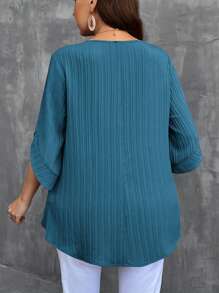 SHEIN LUNE Plus Size Solid Round Neck Casual Daily Summer Shirt