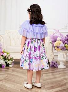 Bộ váy không tay dệt nơ bằng lưới dệt cho cô gái trẻ - Màu tím - Xem 8