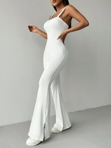 SHEIN EZwear Modny damski letni, sznurowany, rozkloszowany kombinezon bez pleców