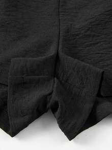 Acelitt Women's Solid Color Square Neck Splicing Casual Romper For Summer Black Elegant - Black - View 8